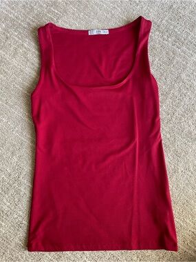Zara - Scoop neck sleeveless top - Small - Red